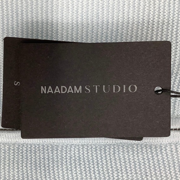 NEW! NAADAM Sz Medium Blue Cotton Cashmere Textured Zip Up Jacket $450 msrp J-18 - Picture 9 of 11